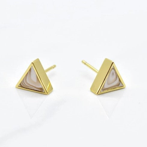 Crystal Tri Earrings - Cold Gold