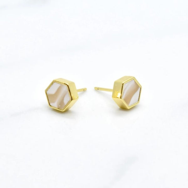 Crystal Hex Earrings - Cold Gold