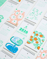 2026 Letterpress Postcard Wall Calendar