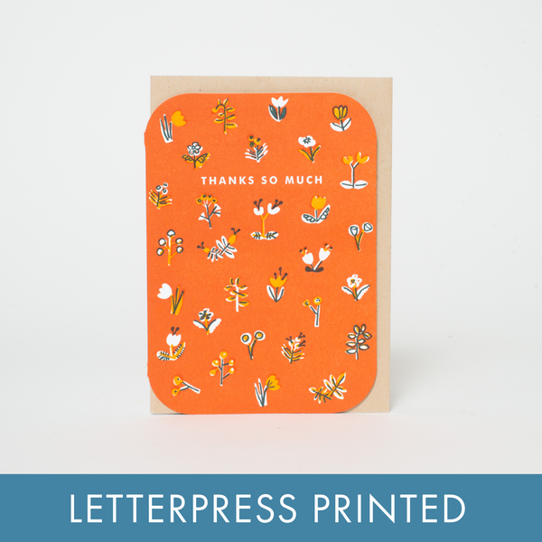 Thank You Little Flowers Letterpress Card