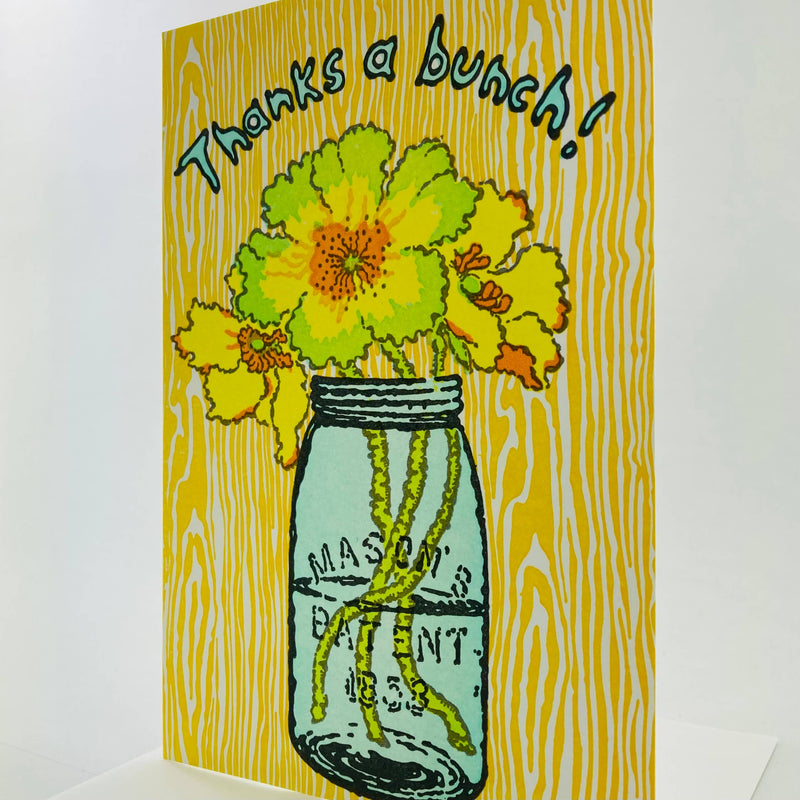 Thanks a Bunch Turquoise Mason Jar & Flowers