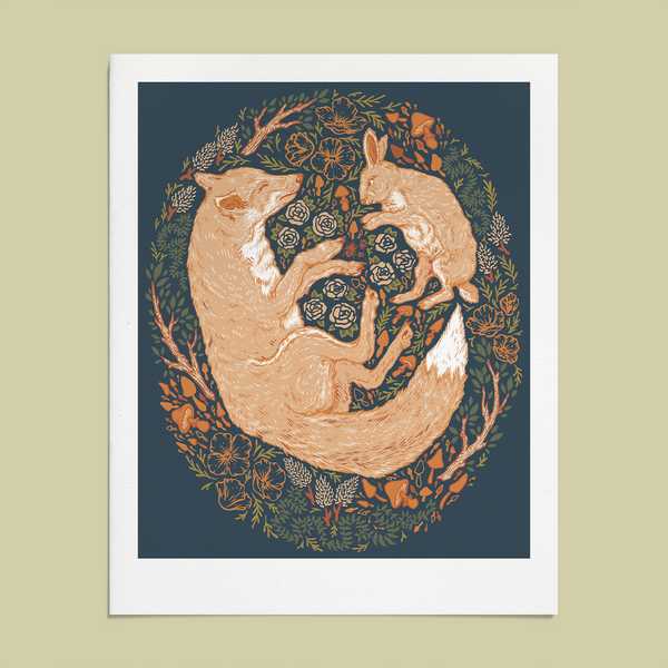Fox and Hare 8x10" Giclee Print