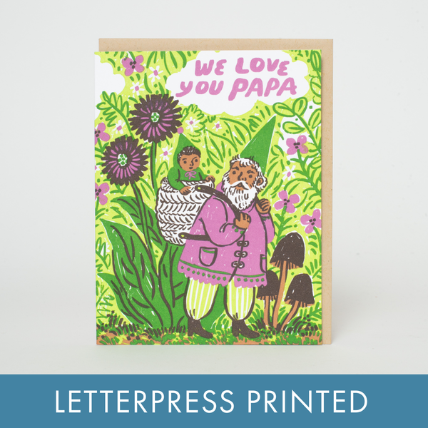 Love You Papa Gnome Letterpress Card