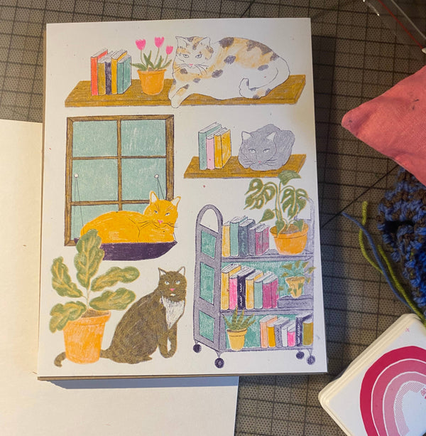 Kitty Library Print - 8.5 x 11