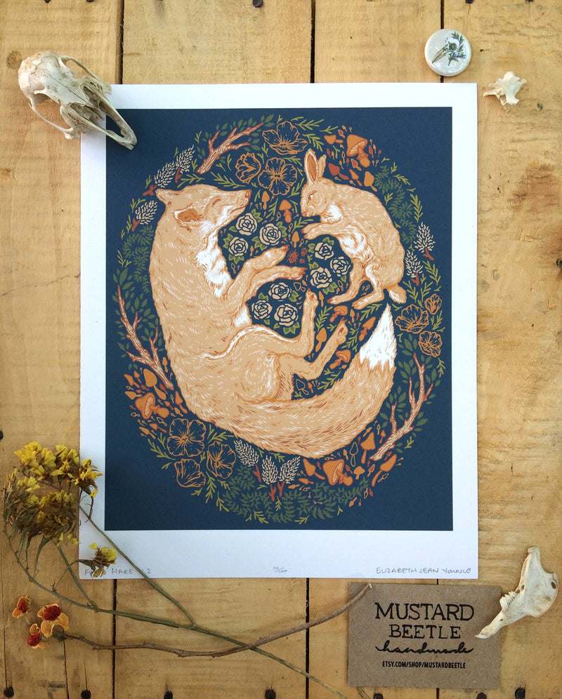 Fox and Hare 8x10" Giclee Print