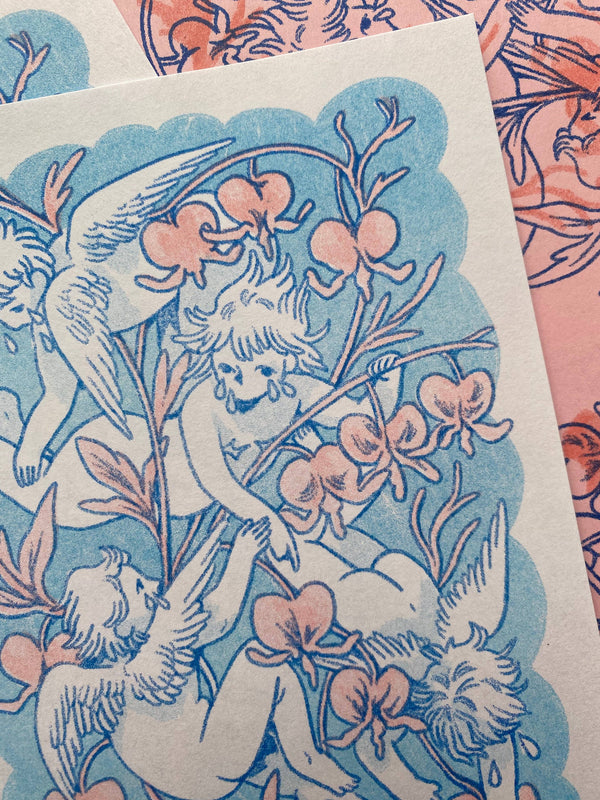 Tearful Cherub Riso Print - 5 x 7