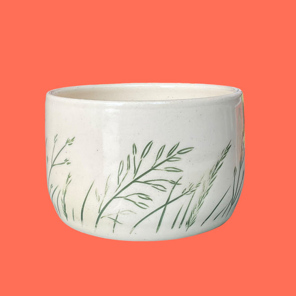 Ivory & Green Grass Floral Bowl - Bailey Fritz