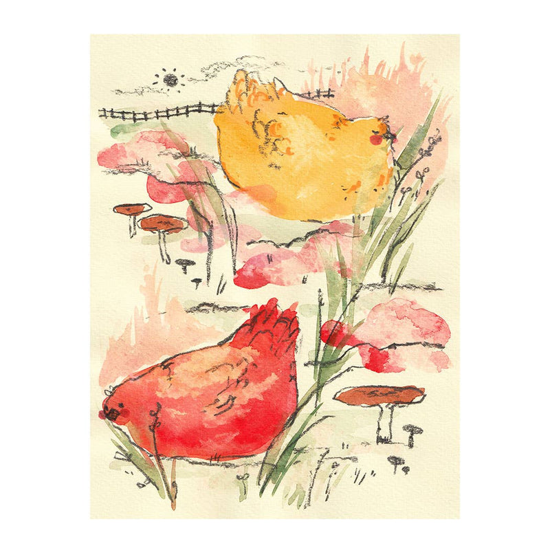 Print - "Two Hens" - 8 x 10