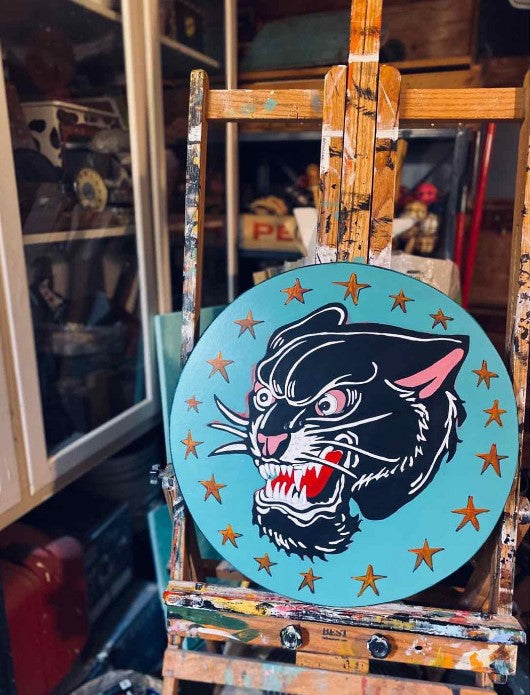 Black Cat on Turquoise - Ryan Blair