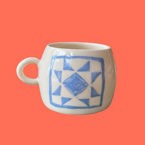 Ivory with Blue Quilt Design Cup - Bailey Fritz