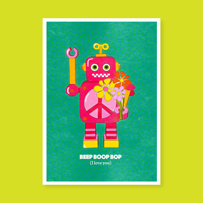 Beep Boop Bop (I Love You) Robot Greeting Card