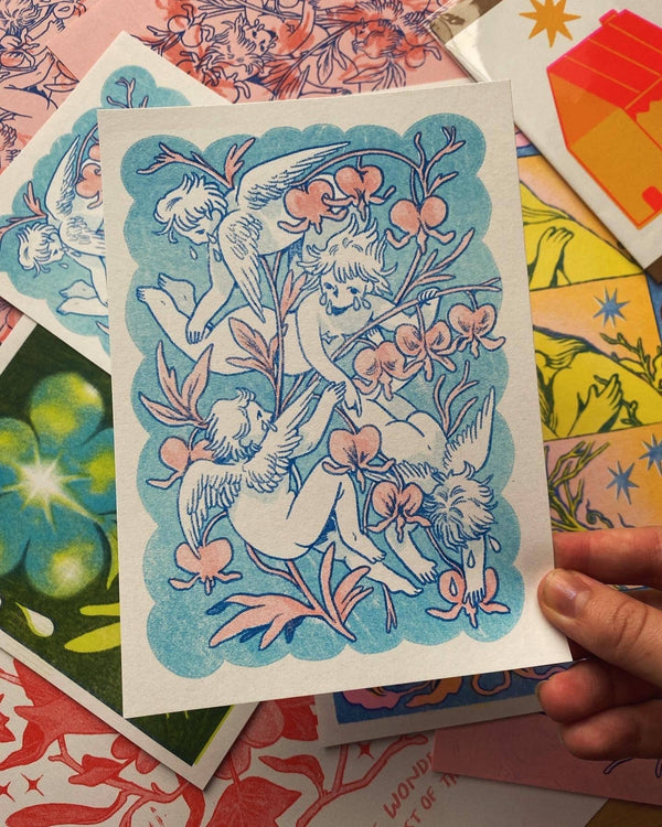 Tearful Cherub Riso Print - 5 x 7