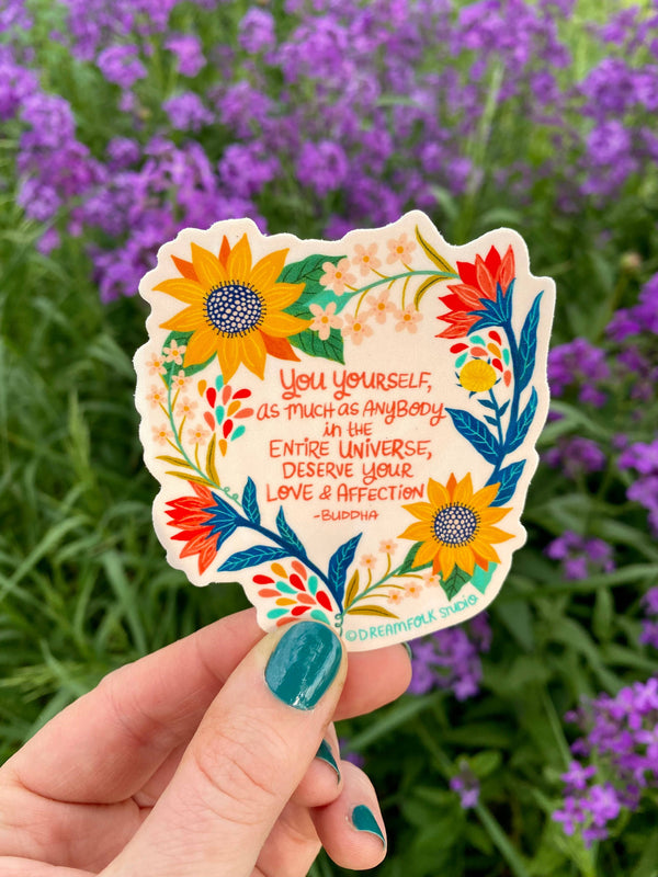 Love + Affection Buddha Quote Sticker