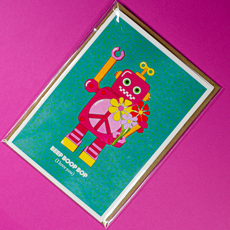 Beep Boop Bop (I Love You) Robot Greeting Card