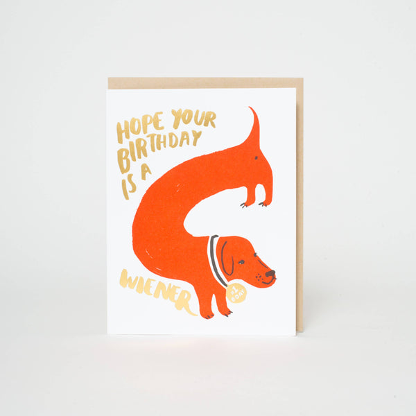 Wiener Birthday Dog Letterpress Card