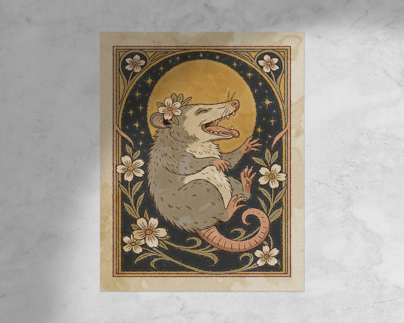 Art Nouveau Celestial Possum Print - 11 x 14