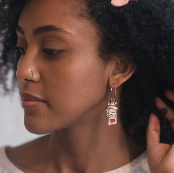 Strawberry Pocky Hoop Earrings