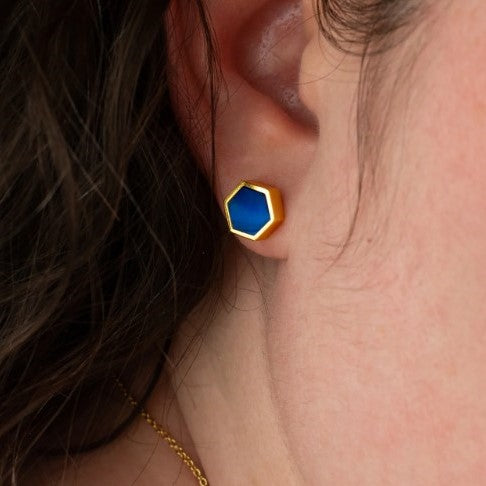 Sapphire Hex Earrings