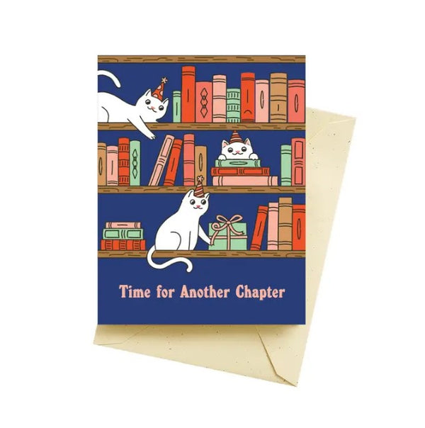 Bookshelf Cats Birthday Card