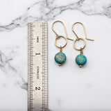 Gold and Turquoise Dangle Earrings - Handmade & Small Batch