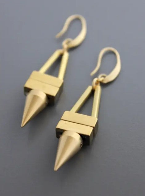 Geometric Brass Spike Earrings