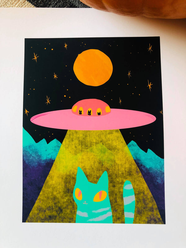 Alien cat 8x10 art print