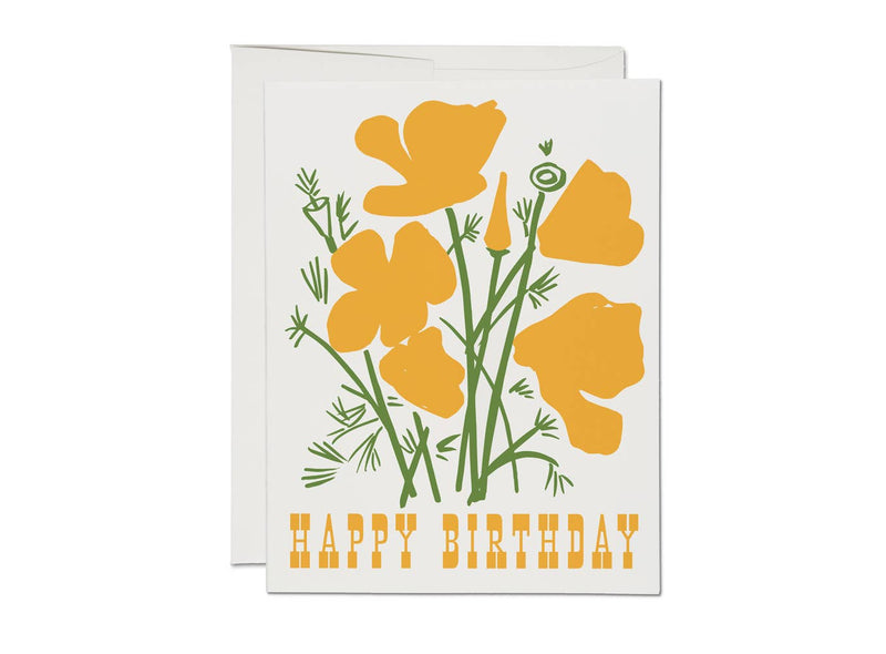 Birthday - California Poppy greeting card