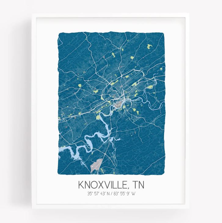 Knox Watercolor Map - Blue, 11x14