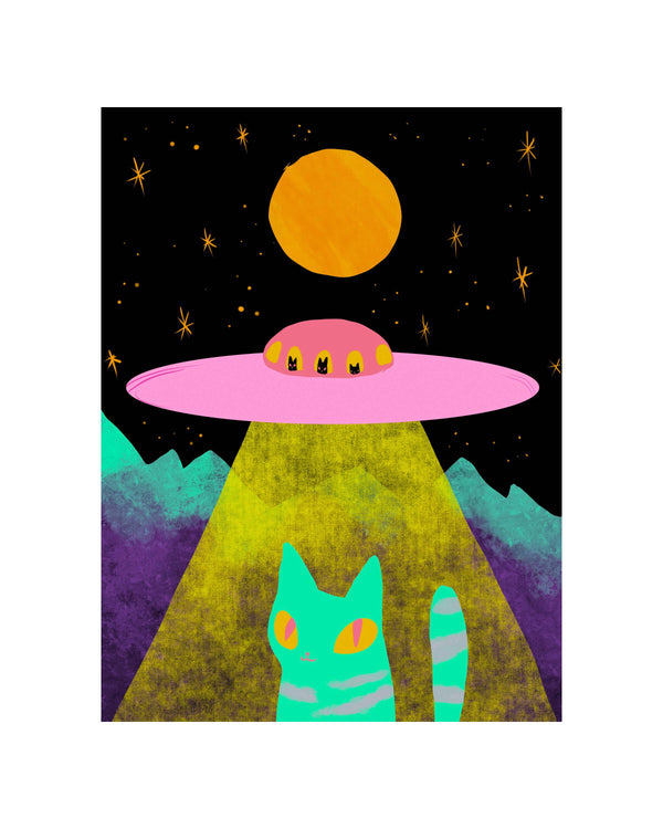Alien cat 8x10 art print