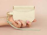 Leather Pop Wallet in Bone White - Cold Gold