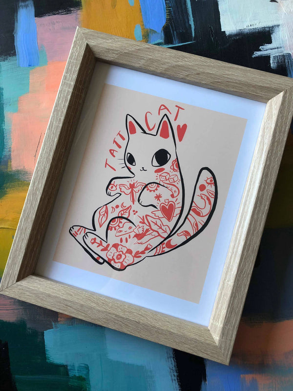 Tatt cat 8x10 art print