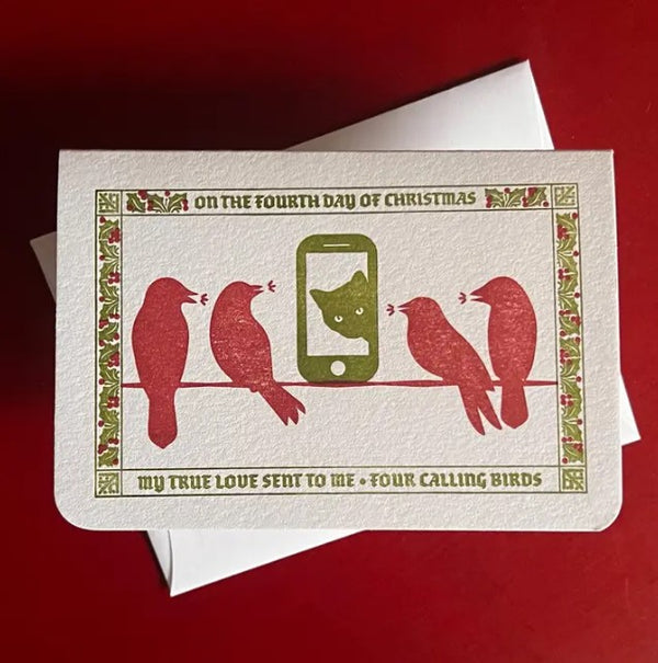 Four Calling Birds Card: Holiday