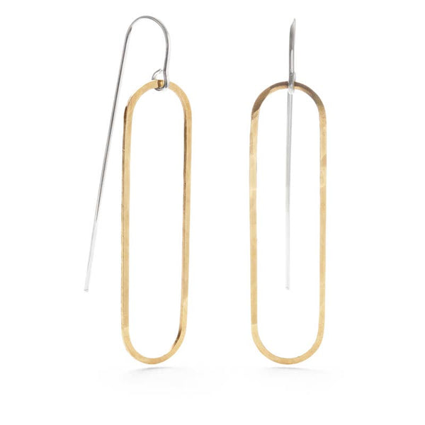 Sterling Silver and Brass Geometric Threaders- Oval