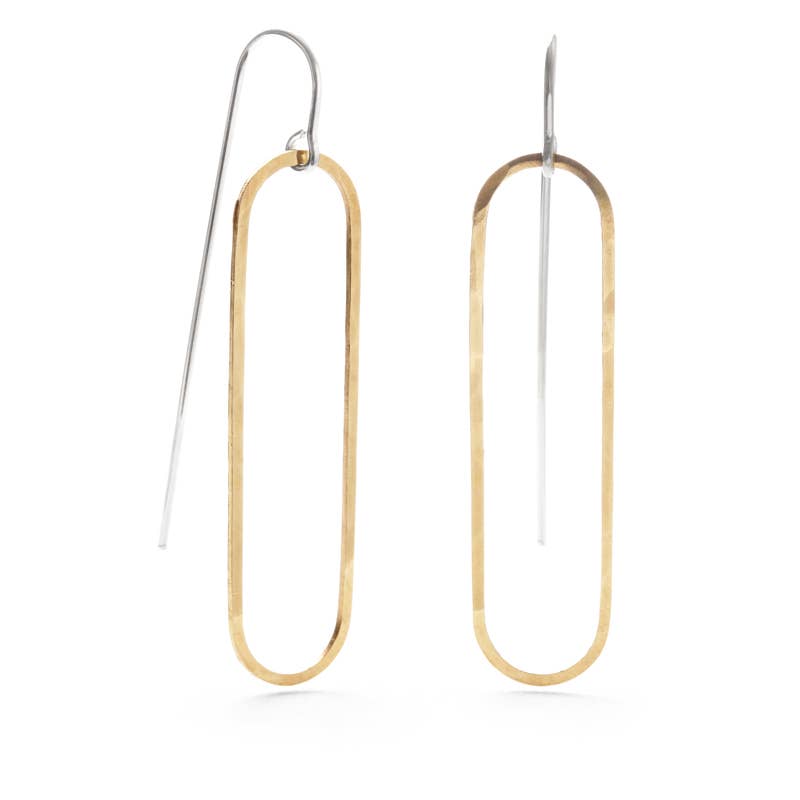 Sterling Silver and Brass Geometric Threaders- Oval