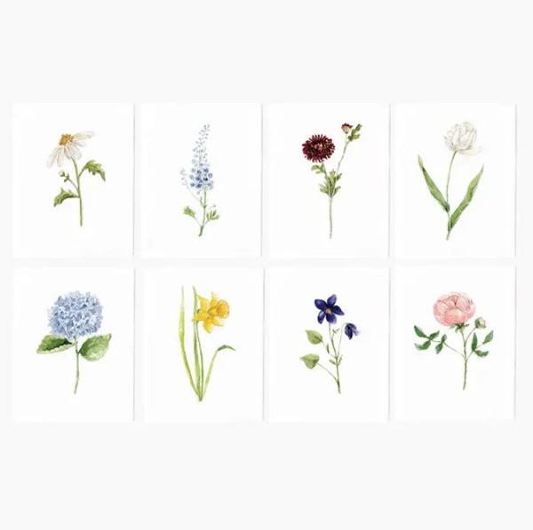 Assorted Garden Flowers - Boxed Set of 8