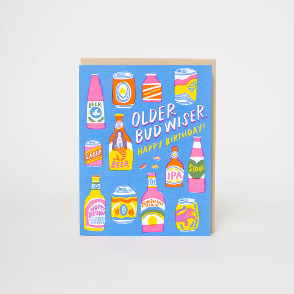 Bud Wiser Birthday Punny Letterpress Card
