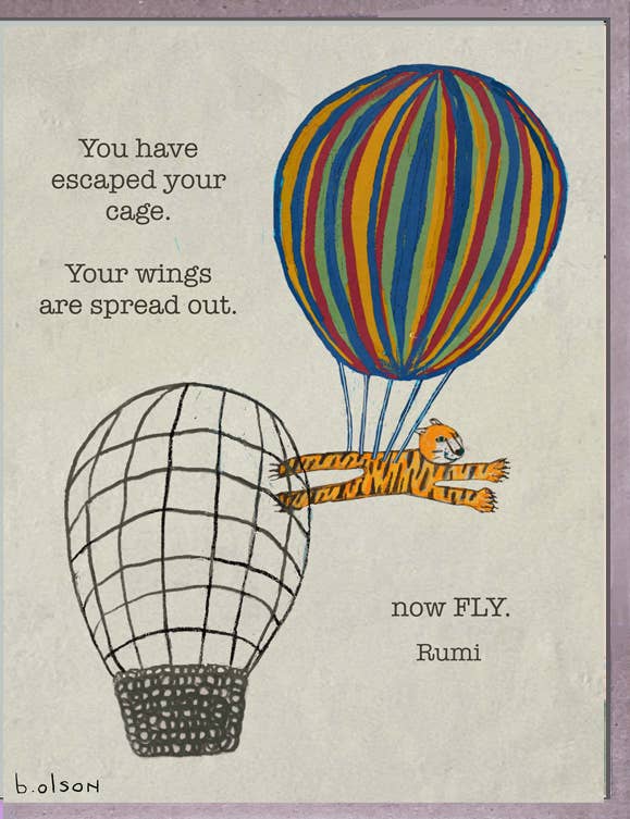 Tiger Rumi Quote Encouragement Card