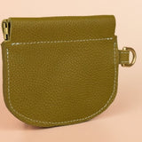 Leather Pop Wallet in Olive Green - Cold Gold