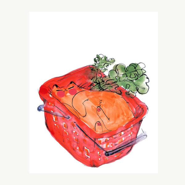 Print - "Basket Cat Dreaming" - 8 x 10