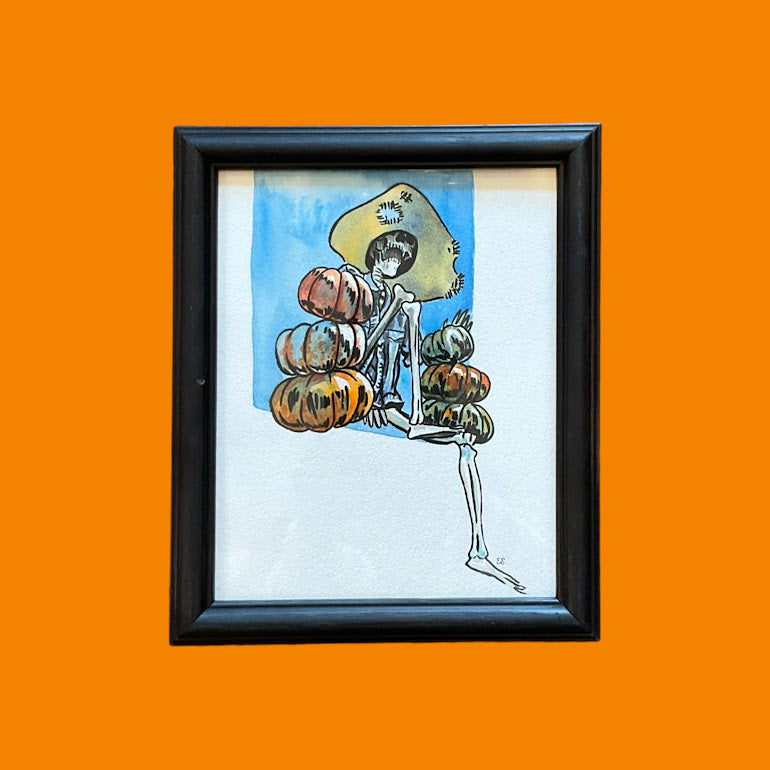 Skeleton with Pumpkins - Esther Sitver