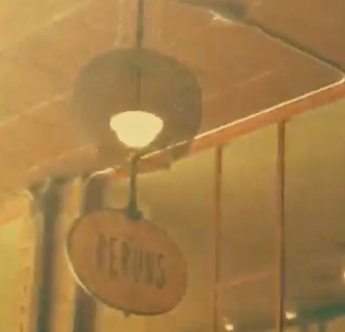 Fixtures - Crate and Barrel Metal Table - Former Reruns Sign!