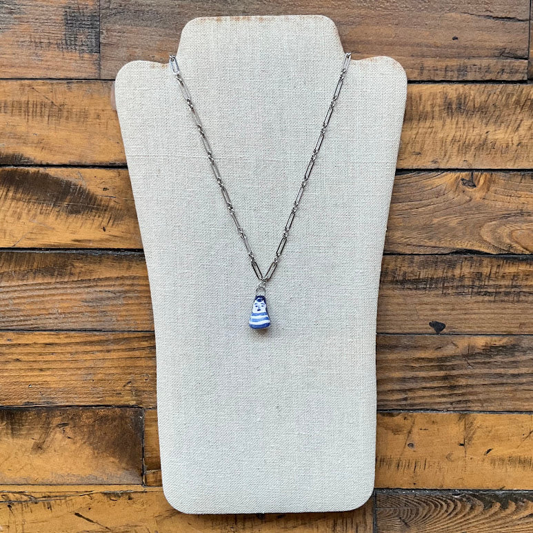 Blue Stripe Silver Necklace - Kate Buuck