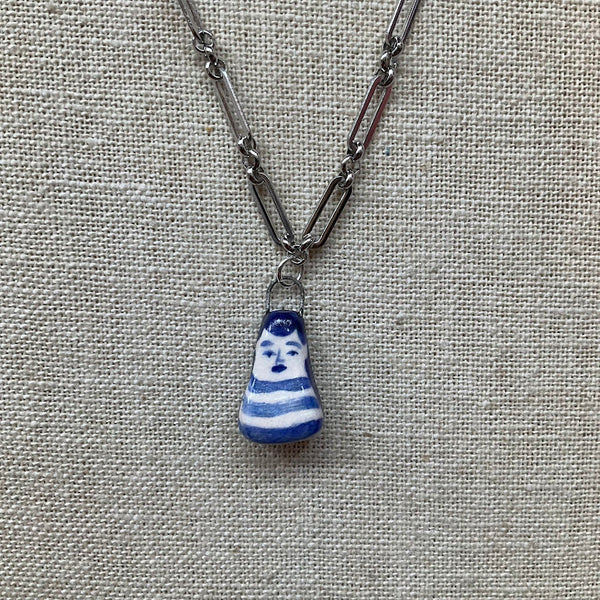 Blue Stripe Silver Necklace - Kate Buuck
