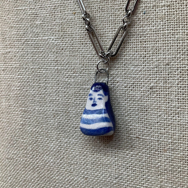 Blue Stripe Silver Necklace - Kate Buuck