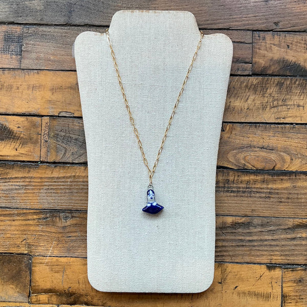Blue Bust Gold Necklace - Kate Buuck