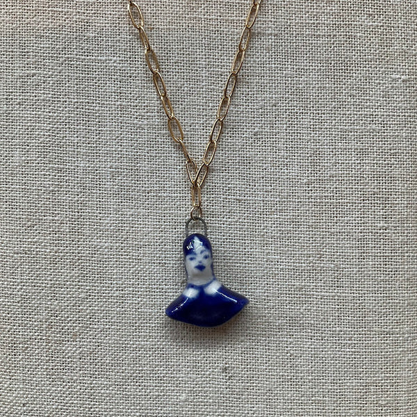 Blue Bust Gold Necklace - Kate Buuck