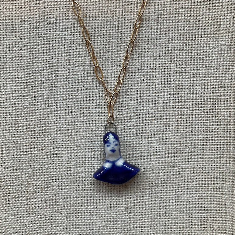 Blue Bust Gold Necklace - Kate Buuck