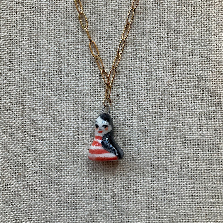 Striped Girl Gold Necklace - Kate Buuck