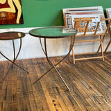 Fixtures - Set of Two Crate & Barrel Metal Tables w/ Mirror Tops