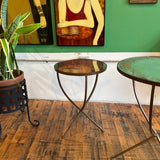 Fixtures - Set of Two Crate & Barrel Metal Tables w/ Mirror Tops